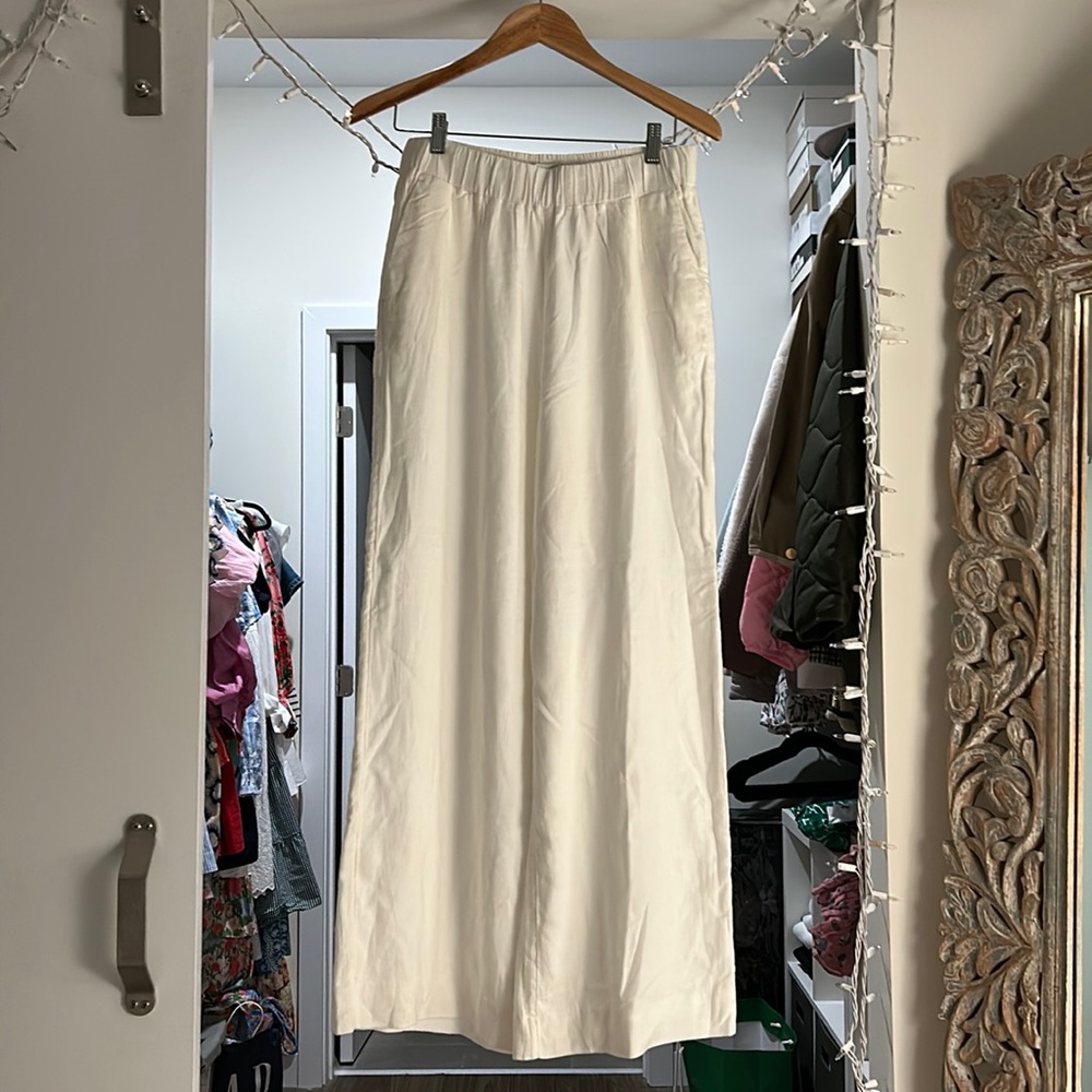 Abercrombie White Linen blend pull on pants M NWT